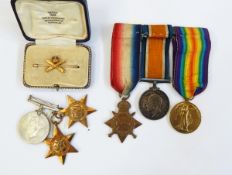 Group of three WWI medals comprising the 1914-15 Star, the War medal and the Victory medal,