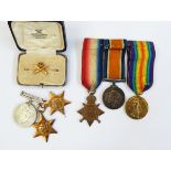 Group of three WWI medals comprising the 1914-15 Star, the War medal and the Victory medal,