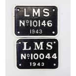 Two LMS locomotive plates, no.10146 1943 and no.