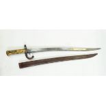 French Chassepot bayonet, the steel blade inscribed 'Mse IMPale du Chat du Jun 1870',