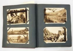 Postcard album and contents of topographical cards, mainly French examples, with a few of Dartmouth,