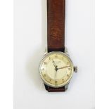 Gent's Lecoultre automatic wristwatch, the stainless dial with luminous Arabic numerals and hands,