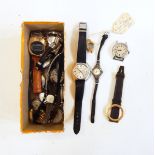 Quantity of lady's and gent's wristwatches and part wristwatches including a silver wristwatch with