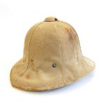 Pith helmet, a British soldier's belt, the white leather belt numbered 5-09,