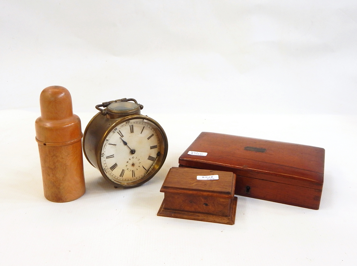 Glass bottle within wooden case,