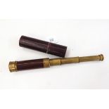 19th century four-draw brass telescope with mahogany sleeve,