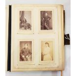 Victorian embossed leather musical photograph album and contents of portrait photographs,
