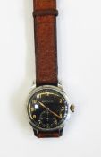 Jaeger-Lecoultre gent's wristwatch the black face with luminous hands and numerals,