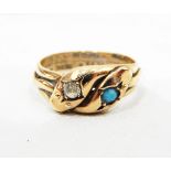 9ct gold serpent ring,