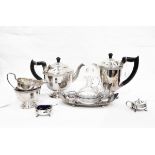 Silver plated four-piece teaset,