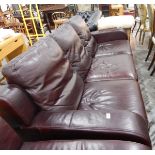 Three-seat 'Boston' soft brown leather settee by Natuzzi