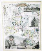 Handcoloured map of the City of Winchester with a vignette of the cathedral,