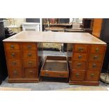 Victorian walnut partner's desk with inset writing surface and moulded edge top,