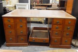 Victorian walnut partner's desk with inset writing surface and moulded edge top,