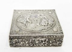 20th century Spanish silver box of square form,