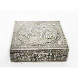 20th century Spanish silver box of square form,