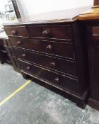 19th century mahogany straight-front chest of two short and three long drawers,