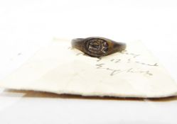 Bronze signet ring, probably 12th century,