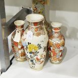 Japanese Satsuma earthenware vase, tall ovoid,