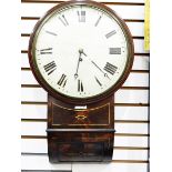 Regency mahogany cased wall clock, the enamelled dial with Roman numerals,