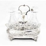 Late George III silver cruet frame, maker's mark 'WB' London 1817,