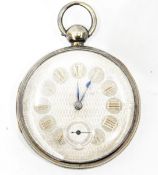 Gentleman's large silver-cased open-faced pocket watch,