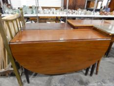 Georgian style mahogany drop leaf dining table, with 'D' shaped ends, on square tapering legs,