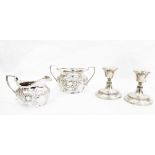 Edwardian silver two-handled sugar bowl and cream jug by Williams Limited, Birmingham 1901,