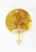 Gold-coloured aesthetic-style brooch marked 'Tiffany & Co', modelled as a fan,