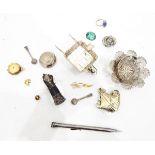 Quantity of continental silver, silver-coloured metal and other items including baby's rattle,