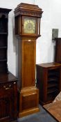 Oak longcase clock with straight-moulded corners,