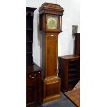 Oak longcase clock with straight-moulded corners,