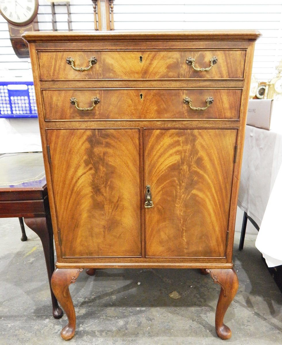 Pair of mahogany cabinets and contents of plated cutlery,