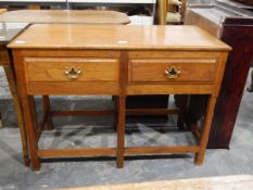 Contemporary walnut side table, with moulded edge top, two frieze drawers,