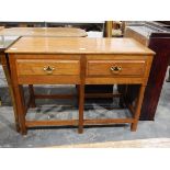 Contemporary walnut side table, with moulded edge top, two frieze drawers,