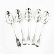 Set of four George IV silver Old English pattern tablespoons by William Chawner, London 1827,