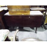 18th century mahogany drop-flap dining table, on turned legs with pad feet,