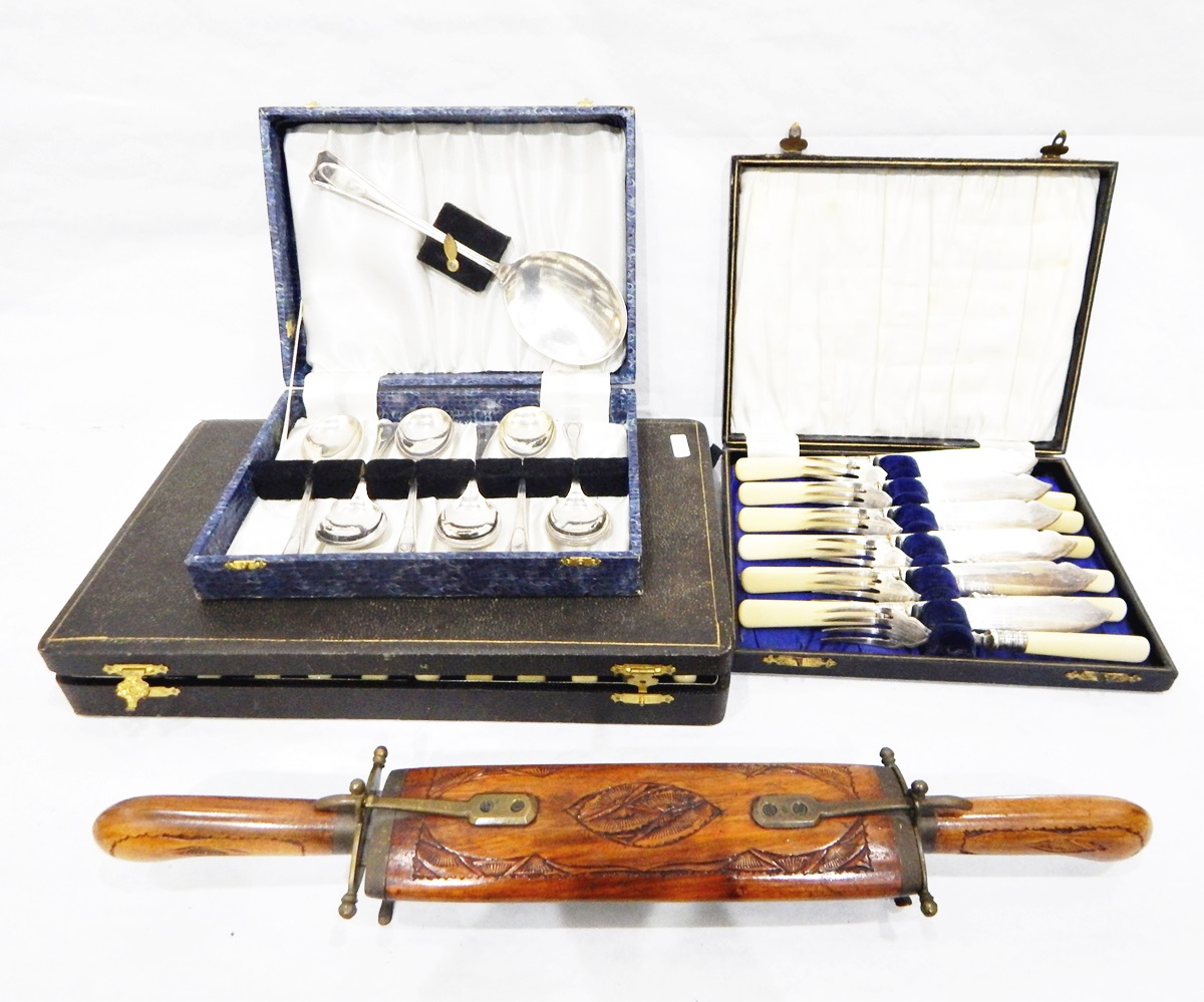 Part dressing table set with silver mounts, comprising a pair of jars, a nail brush, etc.