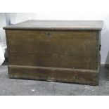 19th century oak chest with a pair of iron carrying handles,