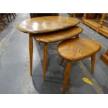 Ercol-style elm nest of three tables