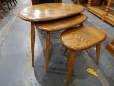 Ercol-style elm nest of three tables