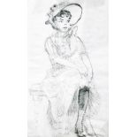 Alan Dobie (20th century) Pencil and charcoal drawing Seated portrait of Andree Melly,