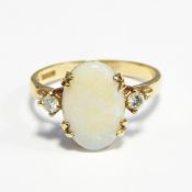 9ct gold opal and diamond ring,