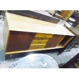 20th century sideboard with short drawers, cupboards and sliding doors,