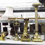 Gilt and cream painted torchere formed as a Corinthian column, on stepped foot,