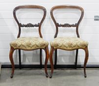 Set of eight Victorian balloon back rosewood dining chairs,