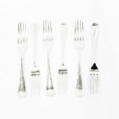 Set of six Old English pattern silver table forks by Cooper Bros & Sons Ltd, Sheffield 1920/21,