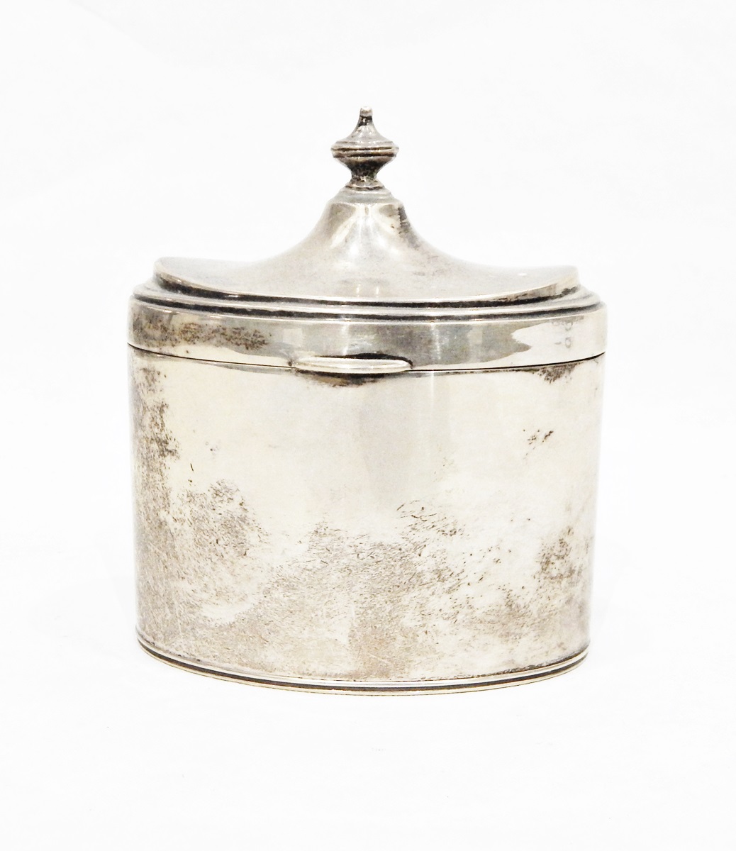 Silver tea canister by E S Barnsley & Co, Birmingham 1915,