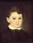 Unattributed (19th century) Oil on board Head and shoulders portrait of a young boy, 26cm x 20.