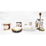 Quantity of decorative handpainted porcelain including Dresden two-handled cup with floral sprays,